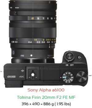 Sony A6100 with Tokina Firin 20mm F2 FE MF Lens Size
