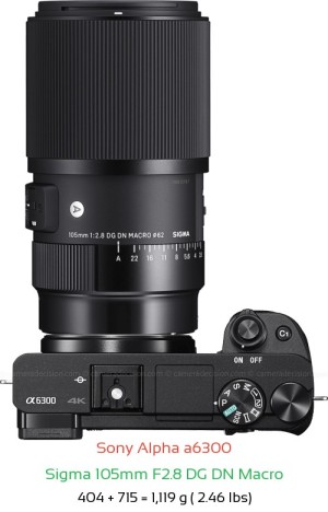 Sony A6300 with Sigma 105mm F2.8 DG DN Macro Lens Size