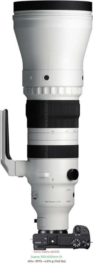 Sony A6300 with Sigma 300-600mm f4 Lens Size