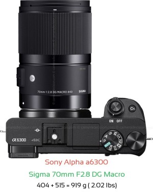 Sony A6300 with Sigma 70mm F2.8 DG Macro Lens Size