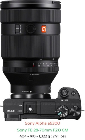 Sony A6300 with Sony FE 28-70mm F2.0 GM Lens Size
