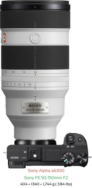 Sony A6300 with Sony FE 50-150mm F2 Lens Size