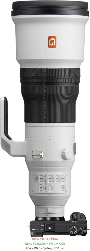 Sony A6300 with Sony FE 600mm F4 GM Lens Size