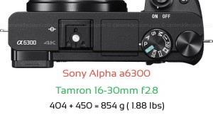 Sony A6300 with Tamron 16-30mm f2.8 Lens Size