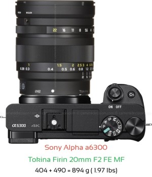 Sony A6300 with Tokina Firin 20mm F2 FE MF Lens Size