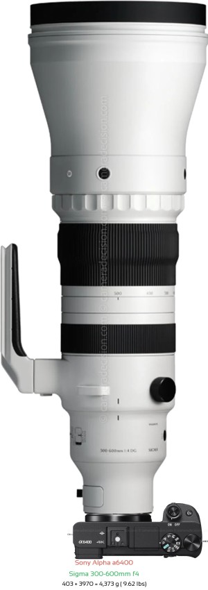 Sony A6400 with Sigma 300-600mm f4 Lens Size