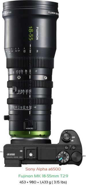 Sony A6500 with Fujinon MK 18-55mm T2.9 Lens Size