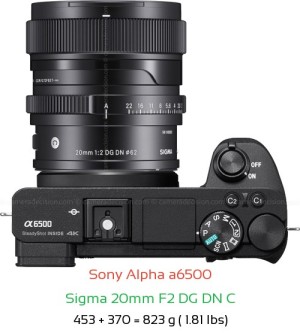 Sony A6500 with Sigma 20mm F2 DG DN C Lens Size