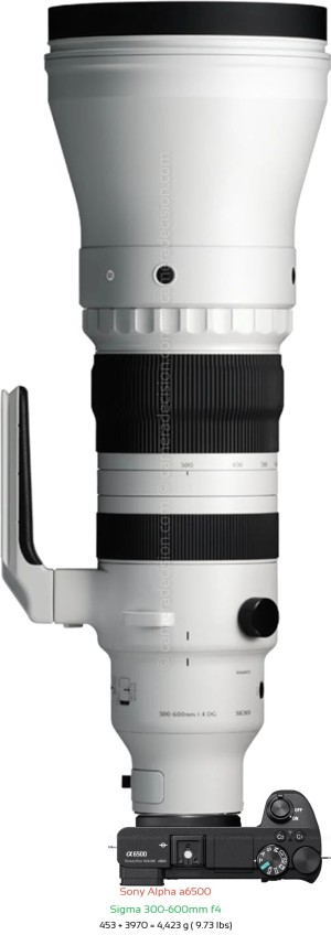 Sony A6500 with Sigma 300-600mm f4 Lens Size