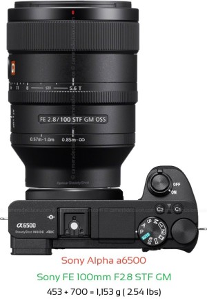 Sony A6500 with Sony FE 100mm F2.8 STF GM Lens Size