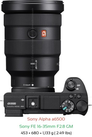 Sony A6500 with Sony FE 16-35mm F2.8 GM Lens Size