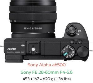 Sony A6500 with Sony FE 28-60mm F4-5.6 Lens Size