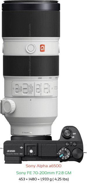 Sony A6500 with Sony FE 70-200mm F2.8 GM Lens Size