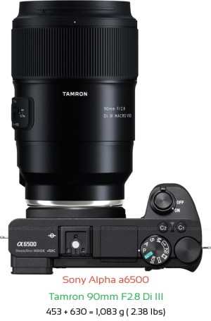 Sony A6500 with Tamron 90mm F2.8 Di III Lens Size