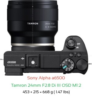 Sony A6500 with Tamron 24mm F2.8 Di III OSD M1:2 Lens Size
