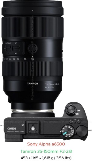 Sony A6500 with Tamron 35-150mm F2-2.8 Lens Size