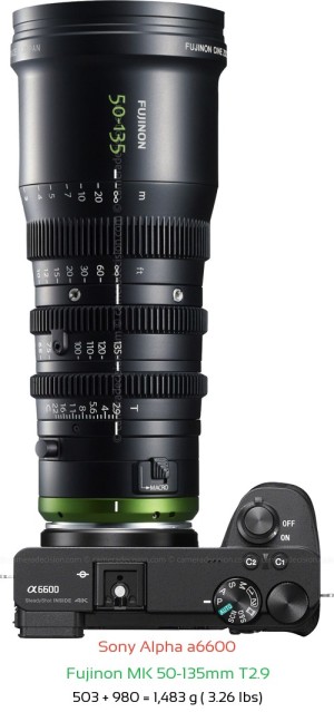 Sony A6600 with Fujinon MK 50-135mm T2.9 Lens Size
