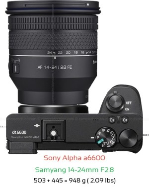 Sony A6600 with Samyang 14-24mm F2.8 Lens Size