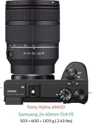Sony A6600 with Samyang 24-60mm f2.8 FE Lens Size