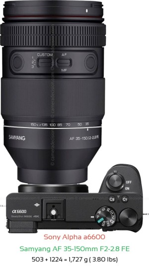 Sony A6600 with Samyang AF 35-150mm F2-2.8 FE Lens Size