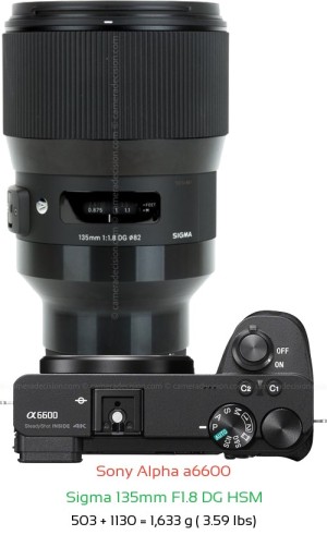 Sony A6600 with Sigma 135mm F1.8 DG HSM Lens Size