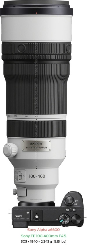 Sony A6600 with Sony FE 100-400mm F4.5 Lens Size