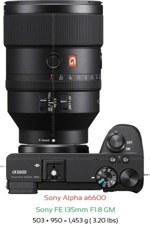 Sony A6600 with Sony FE 135mm F1.8 GM Lens Size