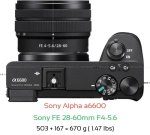 Sony A6600 with Sony FE 28-60mm F4-5.6 Lens Size