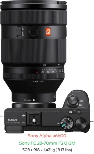 Sony A6600 with Sony FE 28-70mm F2.0 GM Lens Size