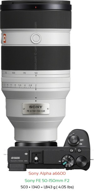 Sony A6600 with Sony FE 50-150mm F2 Lens Size