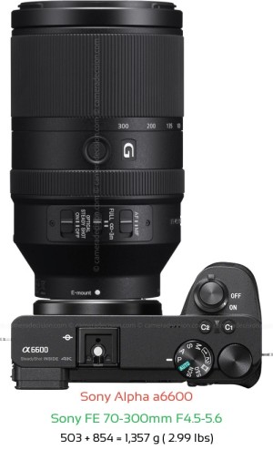 Sony A6600 with Sony FE 70-300mm F4.5-5.6 Lens Size