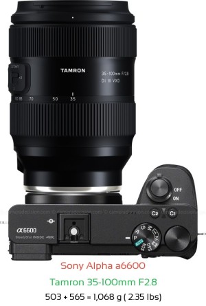 Sony A6600 with Tamron 35-100mm F2.8 Lens Size