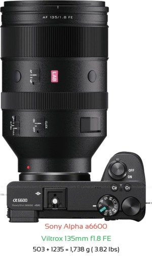 Sony A6600 with Viltrox 135mm f1.8 FE Lens Size