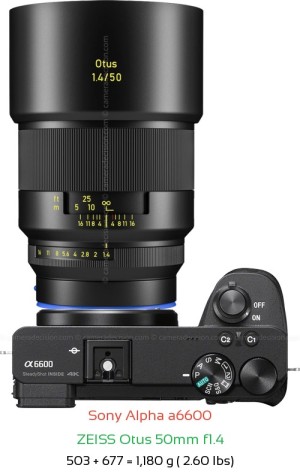 Sony A6600 with Zeiss Otus 50mm f1.4 Lens Size