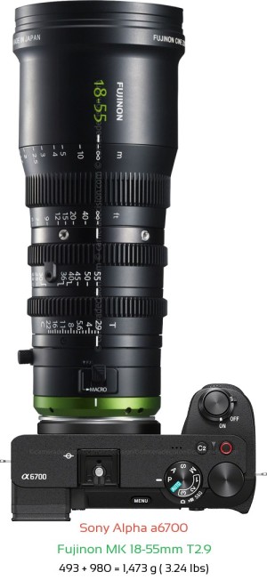 Sony A6700 with Fujinon MK 18-55mm T2.9 Lens Size