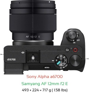 Sony A6700 with Samyang AF 12mm f2 E Lens Size