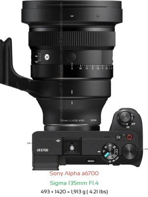 Sony A6700 with Sigma 135mm F1.4 Lens Size
