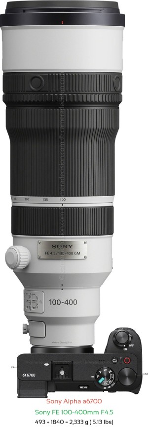 Sony A6700 with Sony FE 100-400mm F4.5 Lens Size