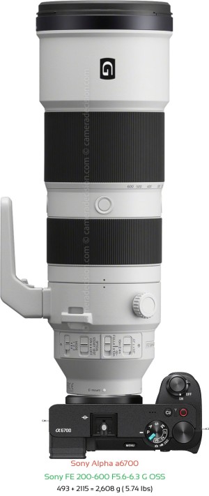 Sony A6700 with Sony FE 200-600 F5.6-6.3 Lens Size