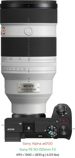 Sony A6700 with Sony FE 50-150mm F2 Lens Size