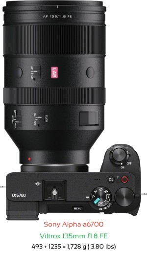 Sony A6700 with Viltrox 135mm f1.8 FE Lens Size