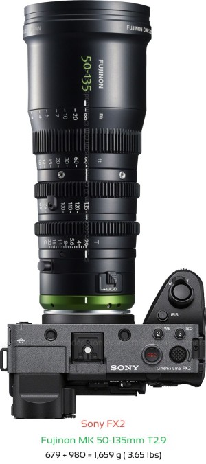Sony FX2 with Fujinon MK 50-135mm T2.9 Lens Size