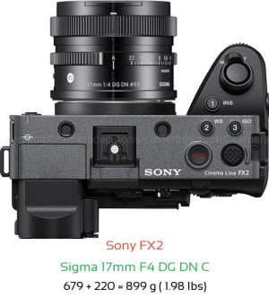Sony FX2 with Sigma 17mm F4 DG DN C Lens Size