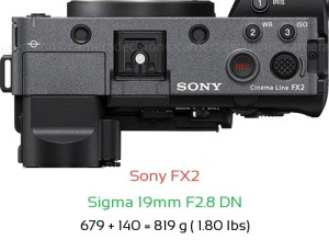 Sony FX2 with Sigma 19mm F2.8 DN Lens Size