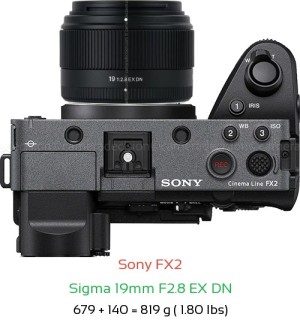 Sony FX2 with Sigma 19mm F2.8 EX DN Lens Size