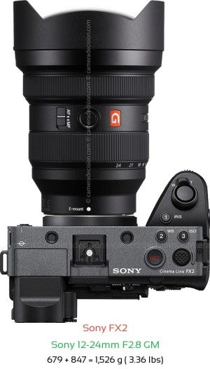 Sony FX2 with Sony 12-24mm F2.8 GM Lens Size