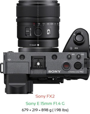 Sony FX2 with Sony E 15mm F1.4 G Lens Size