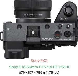 Sony FX2 with Sony E 16-50mm F3.5-5.6 PZ OSS II Lens Size