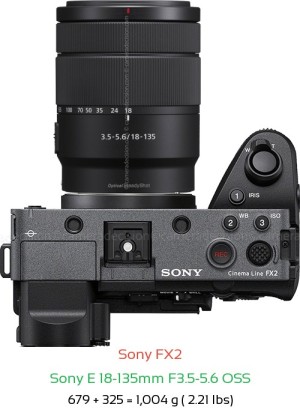 Sony FX2 with Sony E 18-135mm F3.5-5.6 OSS Lens Size