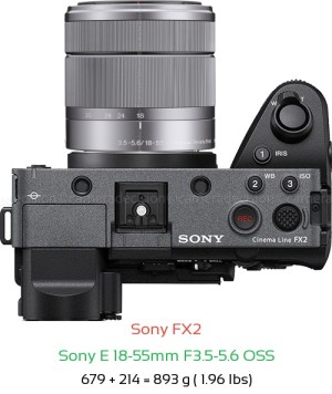 Sony FX2 with Sony E 18-55mm F3.5-5.6 OSS Lens Size